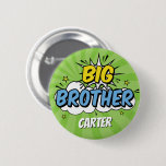 Boy Comic Book Superhero Baby Shower Big Brother Button