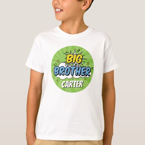 Boy Comic Book Superhero Baby Shower Big Brother T_Shirt
