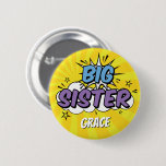 Boy Comic Book Superhero Baby Shower Big Sister Button