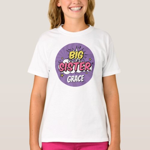 Boy Comic Book Superhero Baby Shower Big Sister T_Shirt