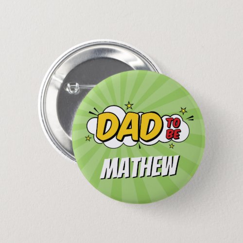 Boy Comic Book Superhero Baby Shower Dad Button