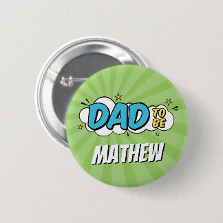 Boy Comic Book Superhero Baby Shower Dad Button