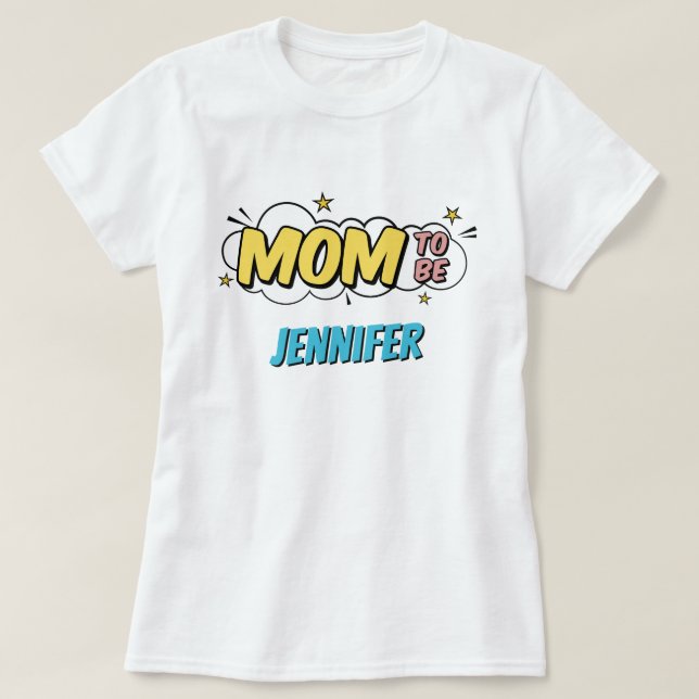 Boy Comic Book Superhero Baby Shower Mom T-Shirt (Design Front)