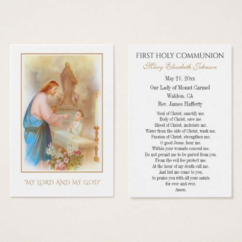 Boy Communion Catholic Remembrance Holy Card