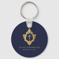 Boy Confirmation Favors Navy Blue Faux Gold Crest
