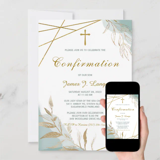 Boy Confirmation Invitation Template | Zazzle