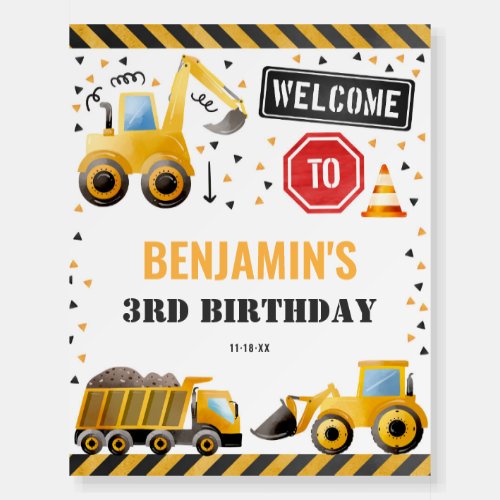 Boy Construction Birthday Party Welcome Board