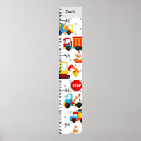 Boy Construction Trucks Growth Chart Personalized
