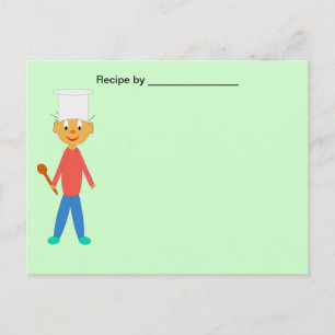 Boy Cook on Green Textured Recipe Blank Card