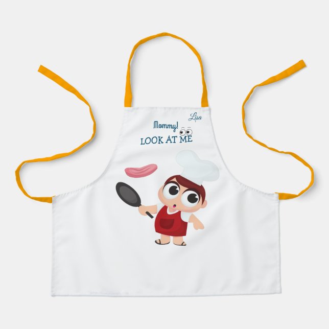 Boy cooking meat Kids Apron (Front)