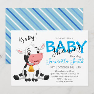 Boy cow Baby Shower Announcement