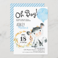 Boy Cow Baby Shower Farm Invitation