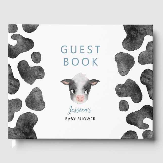 Boy Cow Baby Shower  Guest Book (Front)