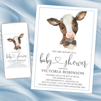 Boy Cow Farm Baby Shower Invitations by The_Baby_Boutique at Zazzle