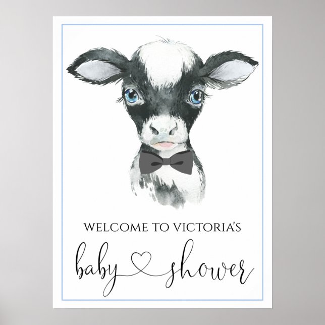 Boy Cow Farm Baby Shower Signs (Front)