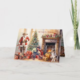 Boy Cowboy Boots for Christmas Christmas Card