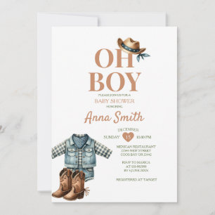 BOY COWBOY outfit baby shower southwestern cactus Invitation