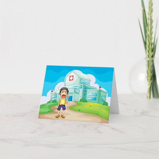 Boy Crying Outside The Hospital Thank You Card (Creator Uploaded)