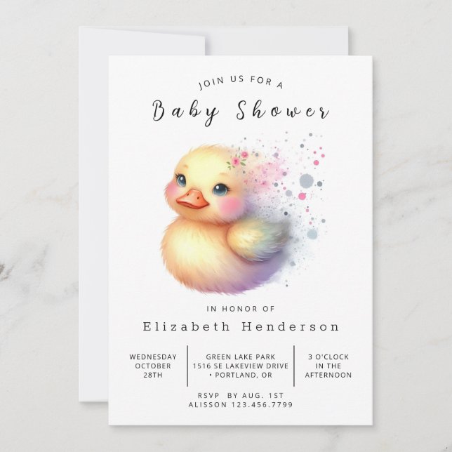  Boy Custom Duck Baby Shower Invitation (Front)