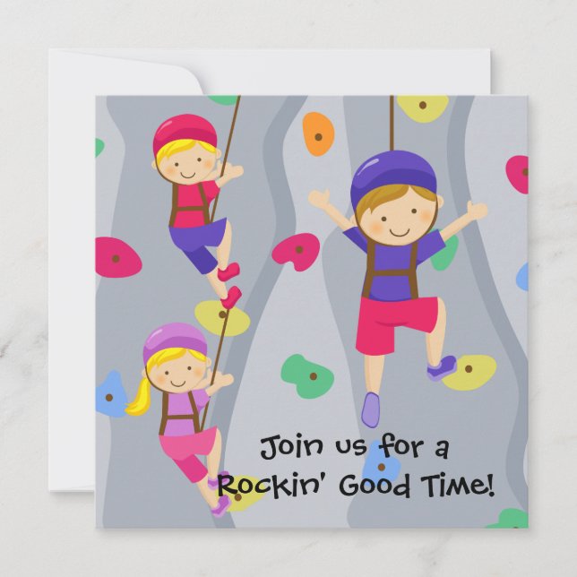 Boy Custom Photo Rock Wall Birthday Invitation (Front)