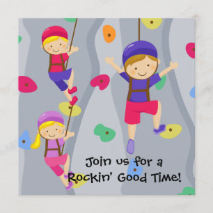 Boy Custom Photo Rock Wall Birthday Invitation