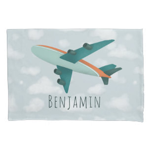 Boy Cute and Modern Blue Airplane Kids Pillow Case