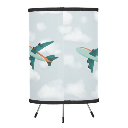 Boy Cute Blue Travel Airplane Kids Tripod Lamp (Back)
