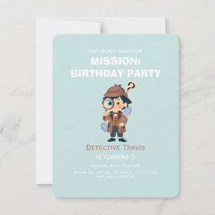 Boy Cute Detective Birthday Invitation