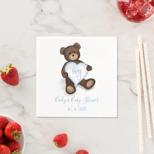 Boy Cute Vintage Bear Stuffed Animal Napkins