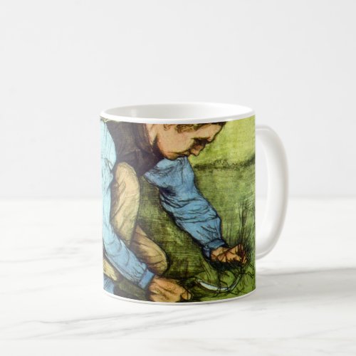 Boy Cutting Grass with Sickle by Vincent van Gogh Coffee Mug