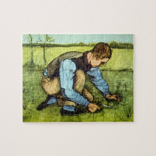 Boy Cutting Grass with Sickle by Vincent van Gogh Jigsaw Puzzle