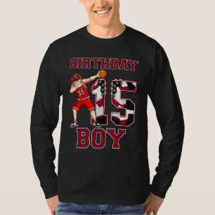 Boy Dabbing Basketball 15th Birthday Love Sneakers T-Shirt