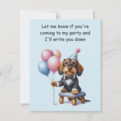 Boy Dachshund Birthday Party Invitation