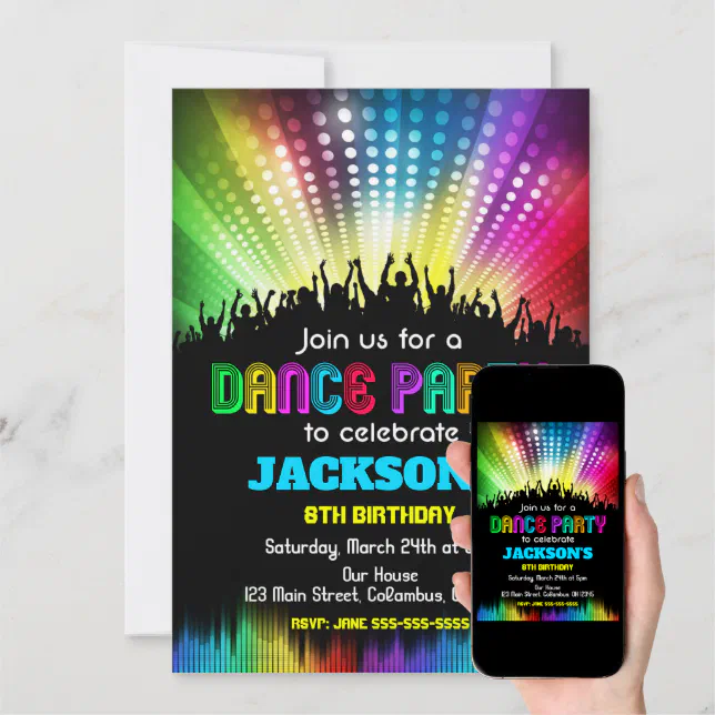 Boy Dance Party Birthday Invitation Zazzle