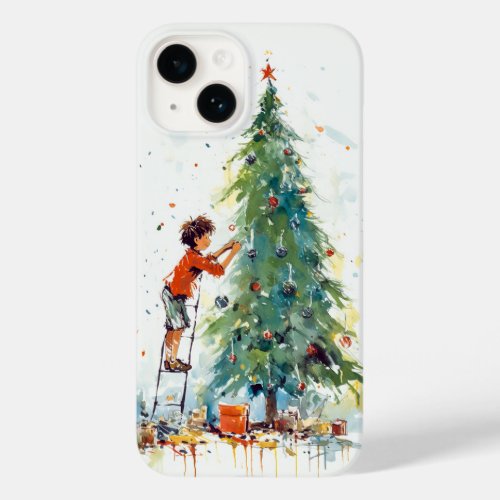 Boy Decorate Colorful Christmas Tree Case_Mate iPhone 14 Case