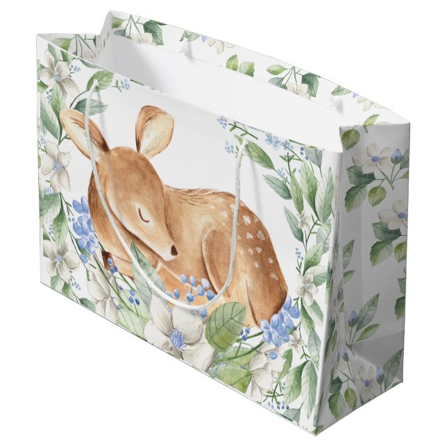 Boy Deer Baby Shower Baby Gift Large Gift Bag (Back Angled)