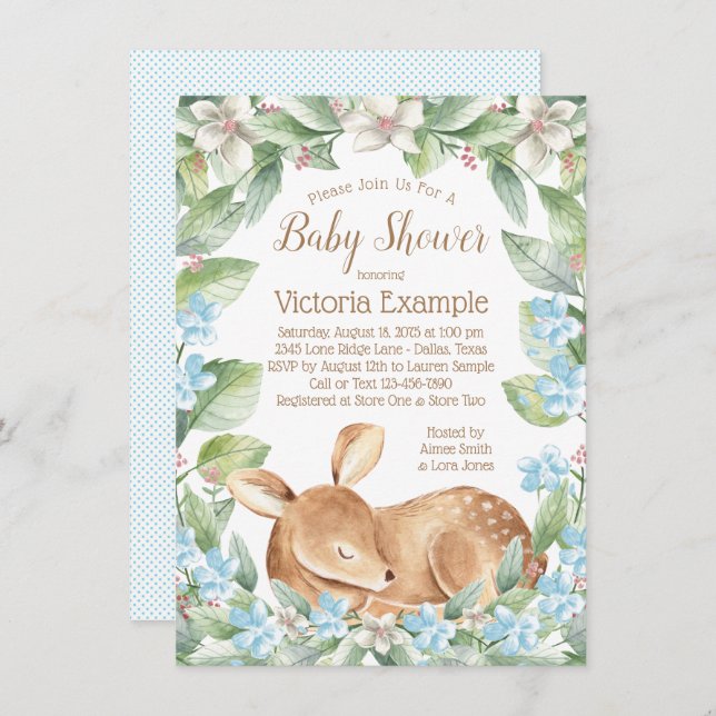 Boy Deer Fawn Baby Shower Invitations (Front/Back)