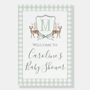 Boy Deer MonogramCrest Baby Shower Preppy Southern Foam Board