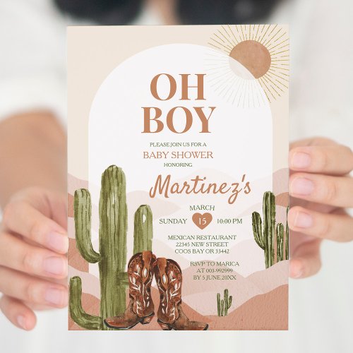 BOY Desert Texas baby shower southwestern cactus Invitation