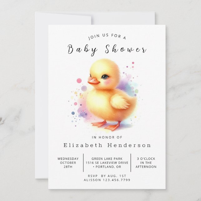 Boy Digital Duck Baby Shower Invitation (Front)