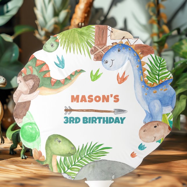 Boy Dinosaur 3rd Birthday Party Balloon (Creator Uploaded)