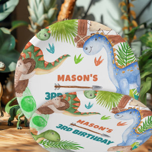 Boy Dinosaur 3rd Birthday Party Paper Plates