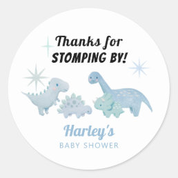 Boy Dinosaur Baby Shower Favor Classic Round Sticker