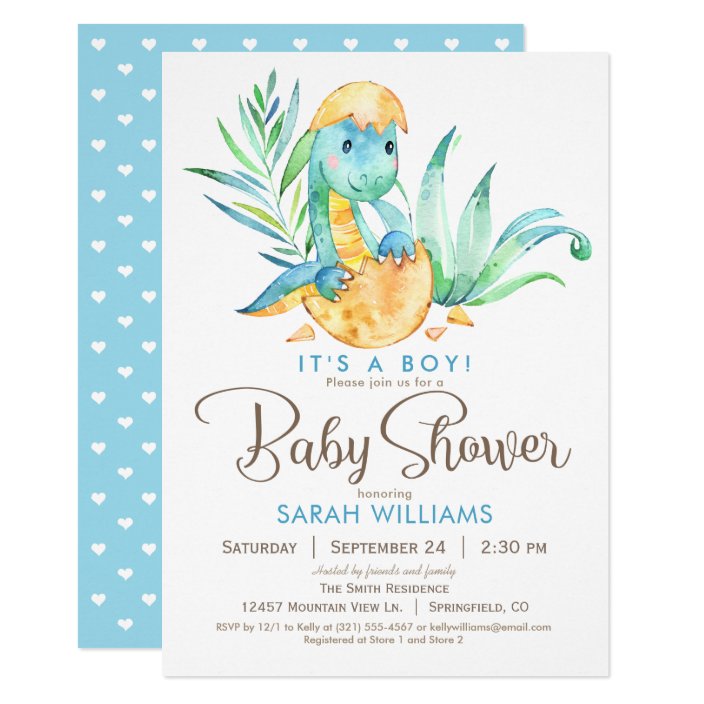 Boy Dinosaur Baby Shower Invitation