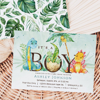Boy Dinosaur Baby Shower Invitation by Card_Stop at Zazzle