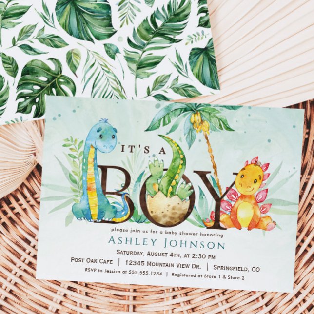 Boy Dinosaur Baby Shower Invitation (Creator Uploaded)