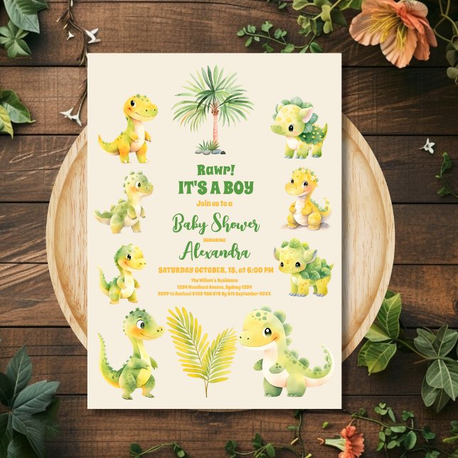 Boy Dinosaur Baby Shower Invitation (Creator Uploaded)