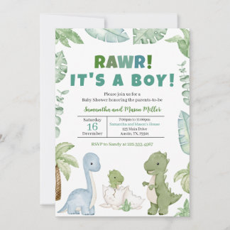 Boy Dinosaur Baby Shower Invitation