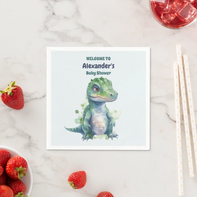 Boy Dinosaur Baby Shower Napkins (Insitu)