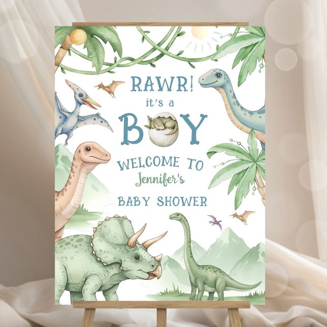Boy Dinosaur Baby Shower Welcome Sign (Creator Uploaded)